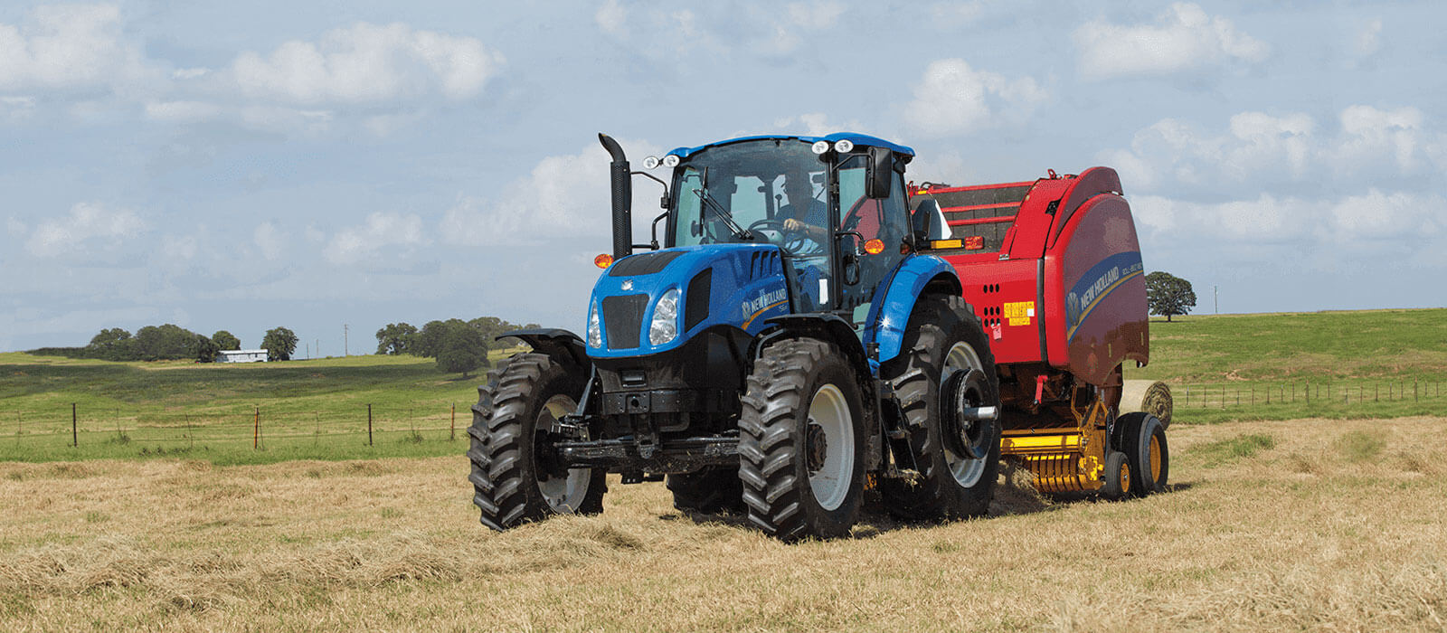 Tractor with Round Baler
